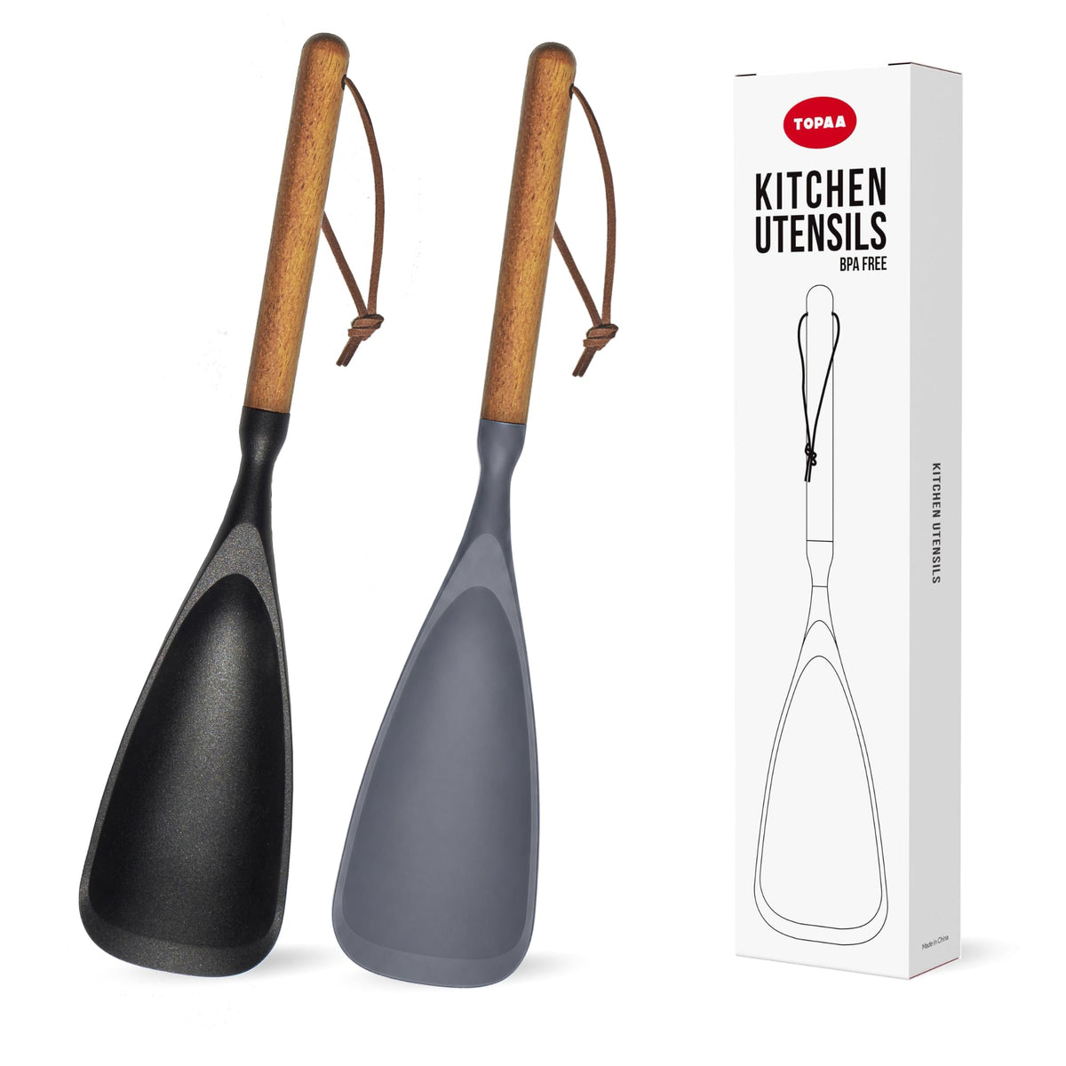 Silicone Cooking Spoon Spatula for Nonstick Cookware,Heat Resistant,12.4"