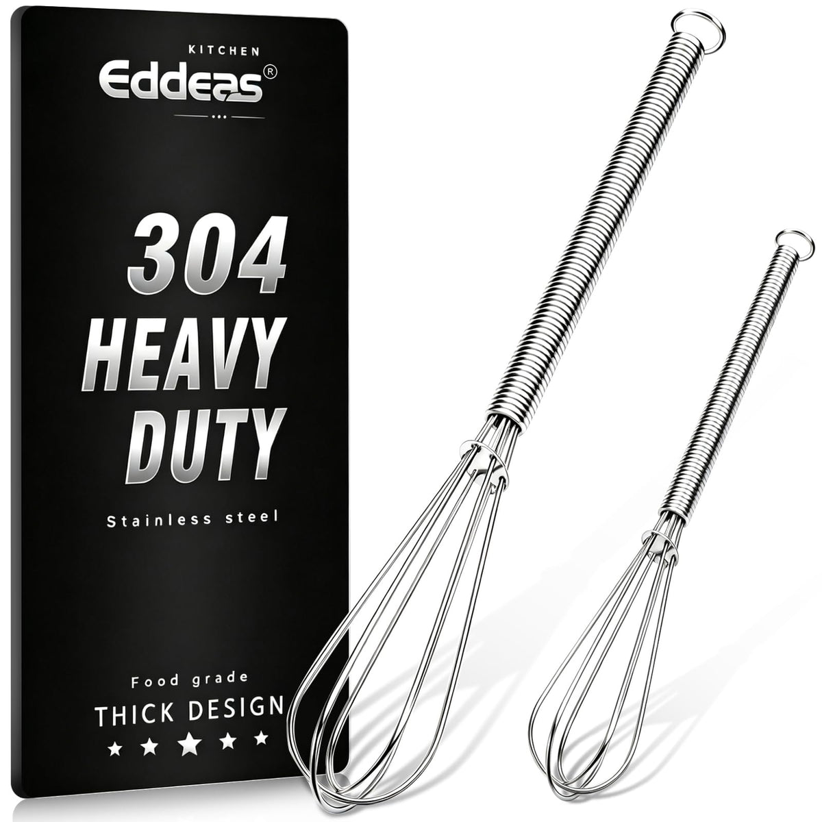 Eddeas 17in/43cm Extra Large Whisk,5Ib Heavy Duty Whisk, 2.4mm Wire Whisk Suitable for Mixing Thick batter and Large batch soup.Not suitable for individual small batch production(Silver)