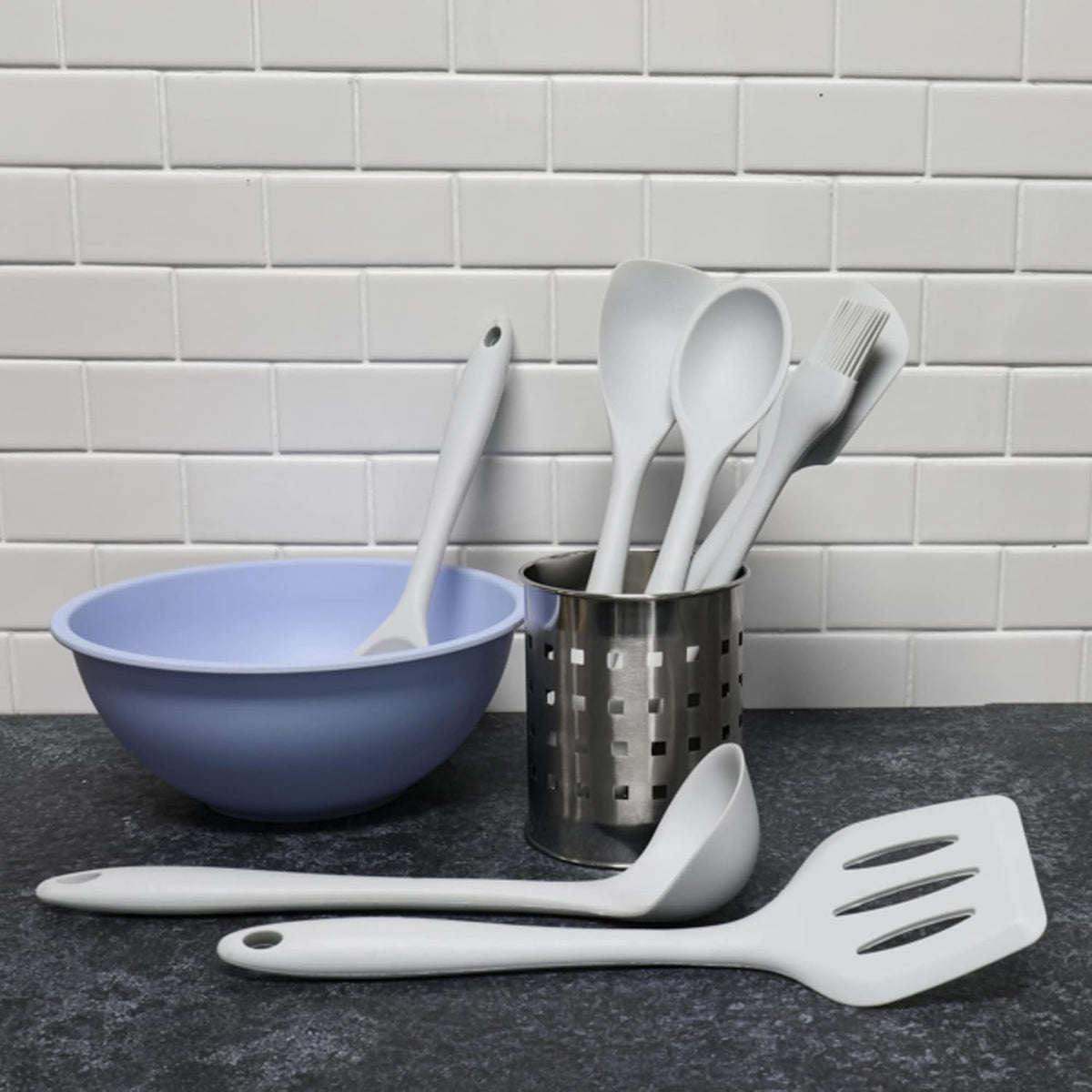 Chef Craft Premium Silicone Cooking Ladle, 11.25 inch, Gray