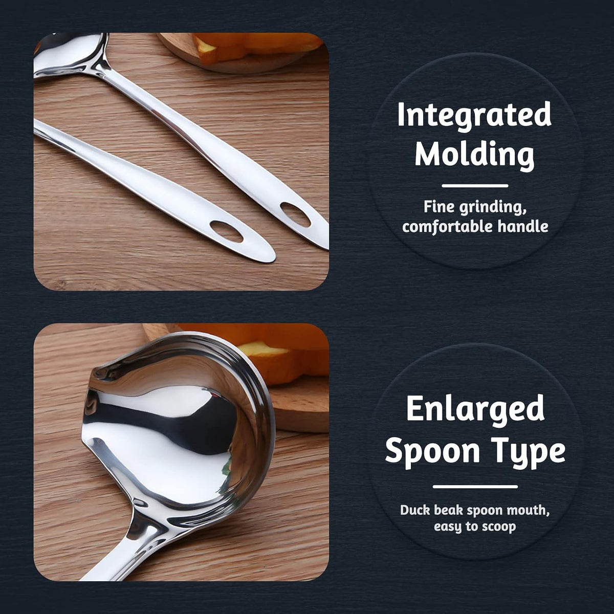 2 PCS Gravy Ladle with Pour Spout, 10.6 inch Long Handle Sauce Ladle, Stainless Steel Saucier Drizzle Spoon for Spooning Gravies Sauces Dressings Kitchen Utensil