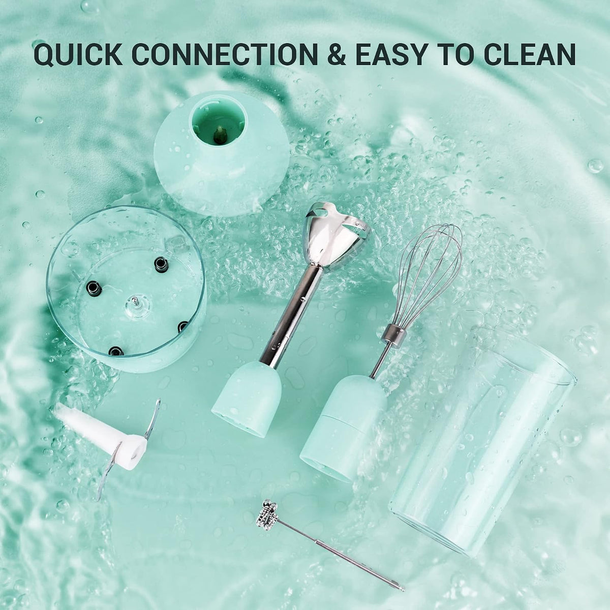 5-in-1 Hand Blender, 500W, 8 Speeds, Includes Chopper Frother Whisk