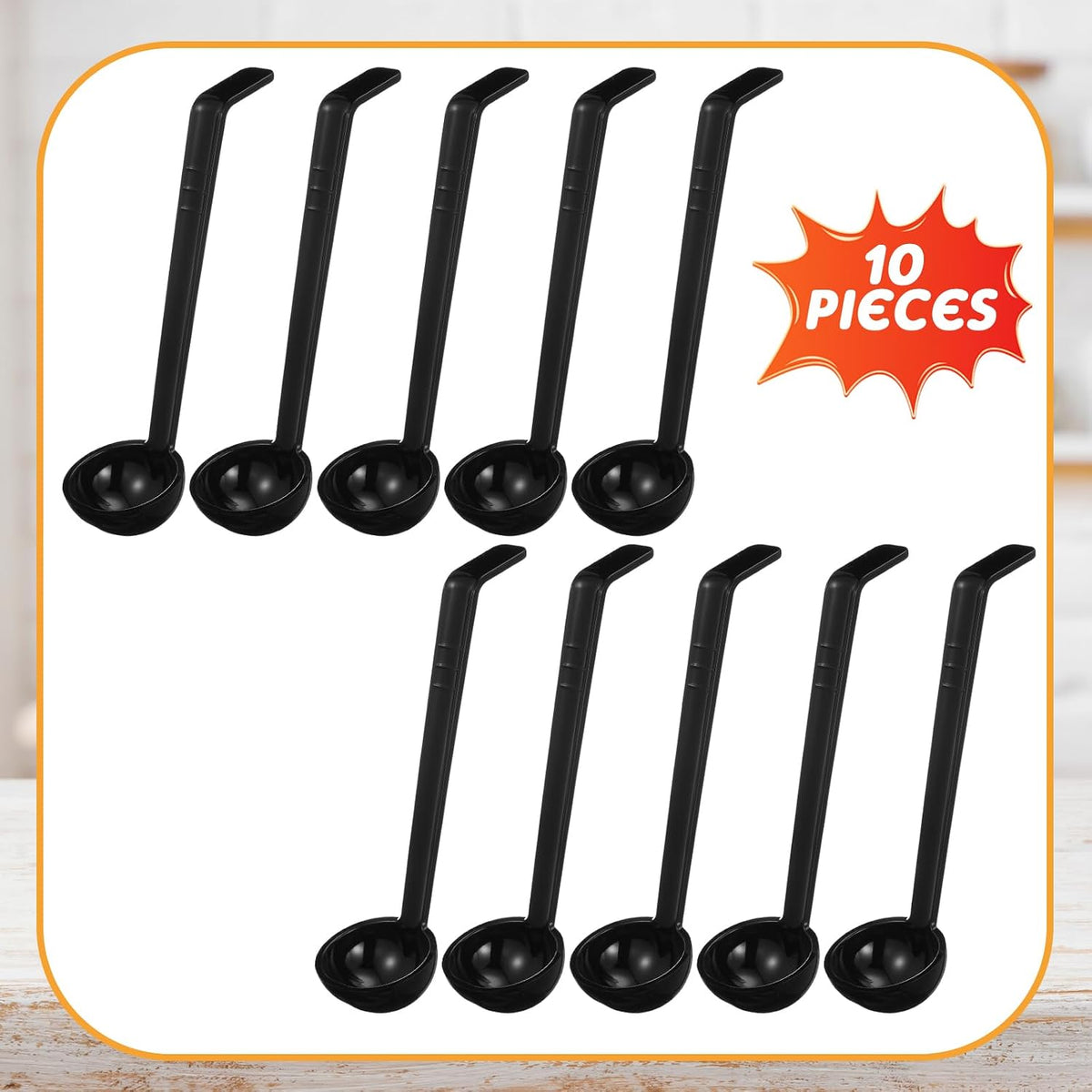 Tioncy 10 Pcs 1 oz Small Ladle 7.1 Inches Long Handle Serving Spoon, Black