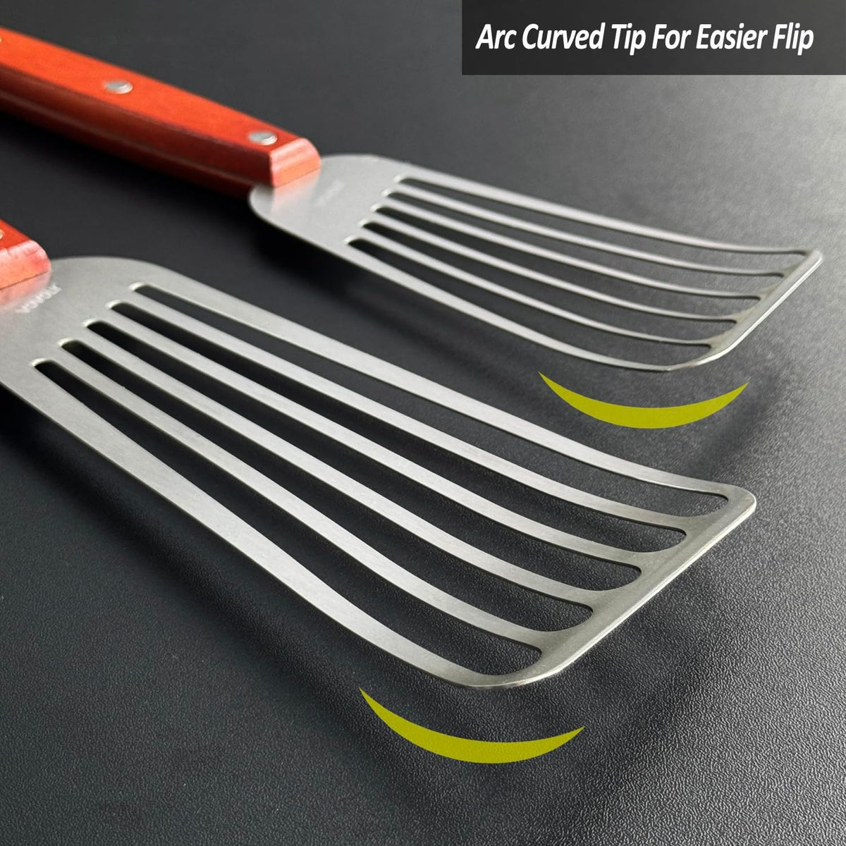 Fish Spatula Turner, Stainless Steel Slotted Spatulas Set, 3"x6"+4"x8"