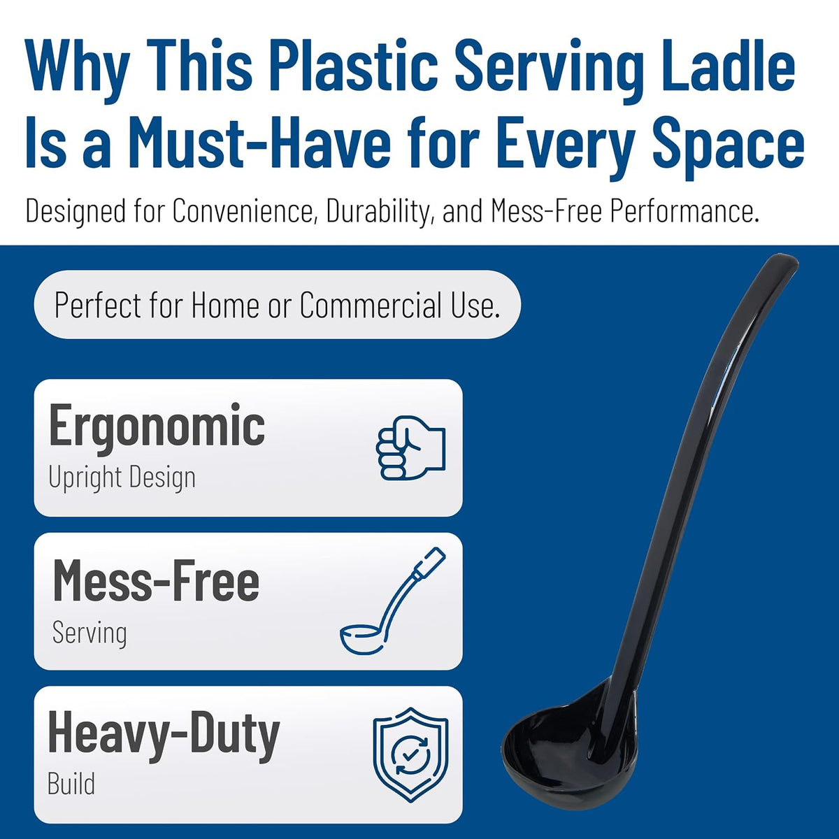 CFS 029503 Carly Plastic Dressing/Serving Ladle, 0.45 oz., Black