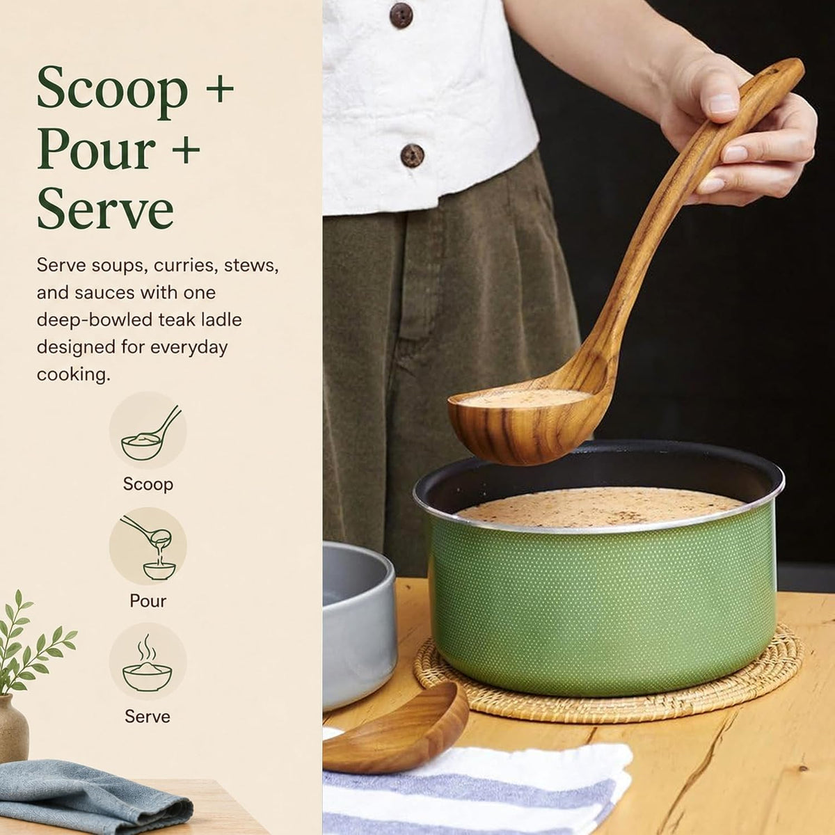 FAAY Original Eco-Friendly Wooden Serving Ladle
