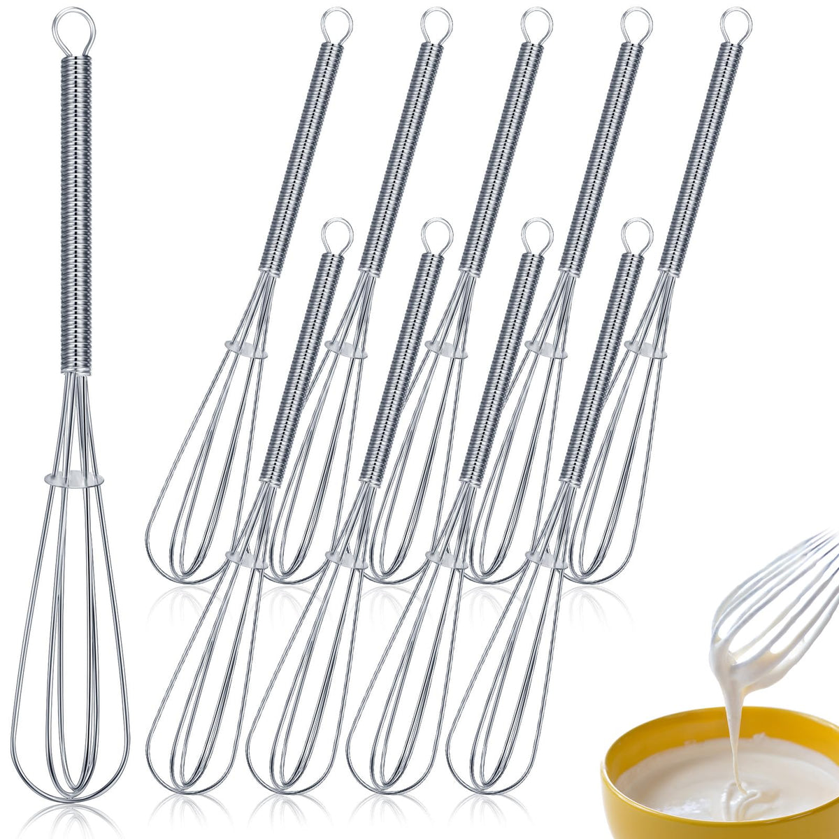 Baderke 30 Pcs Mini Whisk Bulk Small Whisks for Cooking 304 Stainless Steel Tiny Whisk for Baking, Whipping, Beating Eggs, Mixing Sauces, Blending Ingredients (6 Inch)