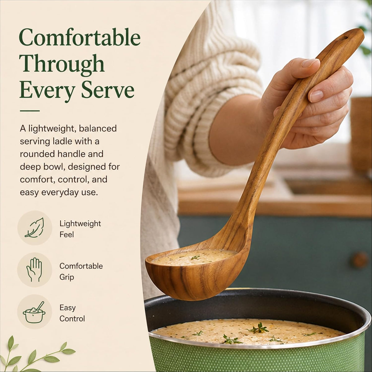 FAAY Original Eco-Friendly Wooden Serving Ladle