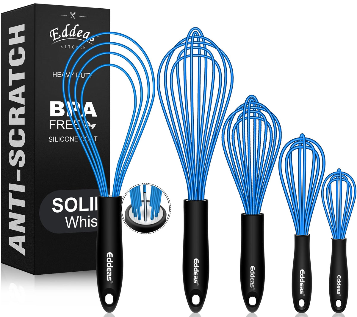 Eddeas 17in/43cm Extra Large Whisk,5Ib Heavy Duty Whisk, 2.4mm Wire Whisk Suitable for Mixing Thick batter and Large batch soup.Not suitable for individual small batch production(Silver)