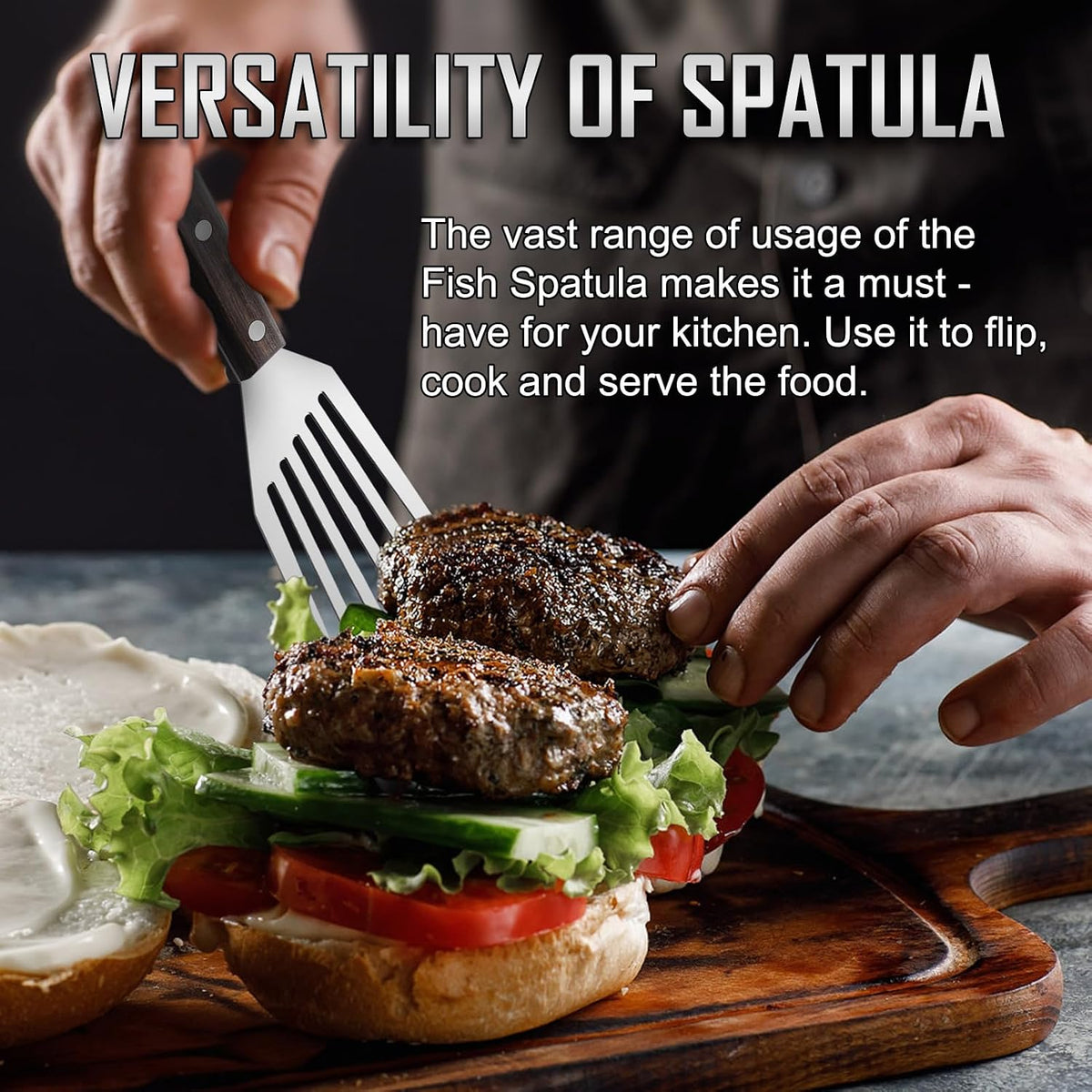 2 Pack Fish Spatula - Stainless Steel Turners, Metal Spatula Set
