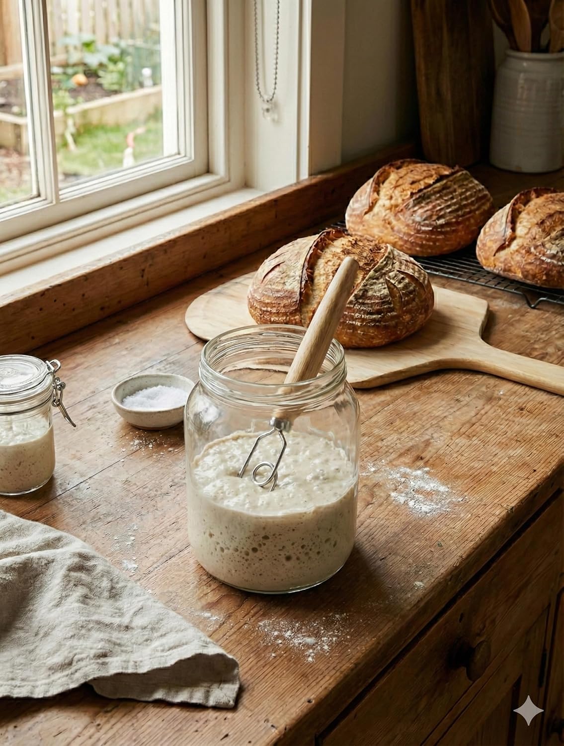 Sourdough Starter Stirring Hook and Danish Dough Whisk | Small Size to Fit in Jars | Improve the Mixing Standard Of Your Starter For Better Baking Results | New England Sourdough Starter Co.