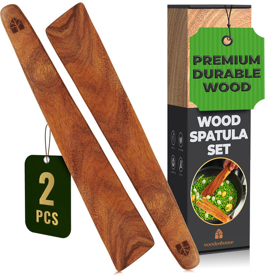 Wooden Spatula for Cooking, Flat Teak 12" Turner, Sturdy & Easy to Clean
