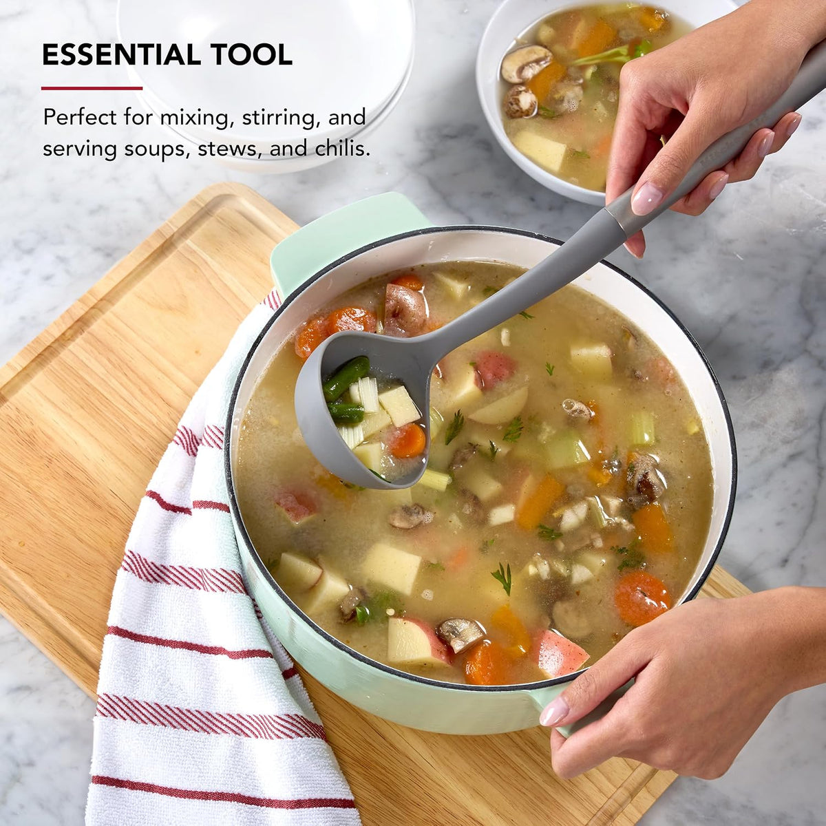 KitchenAid Ladle with Stainless Steel Handle, Nonstick Safe, Ideal for Serving Soups, Stews, and Chilis, Durable and Dishwasher Safe