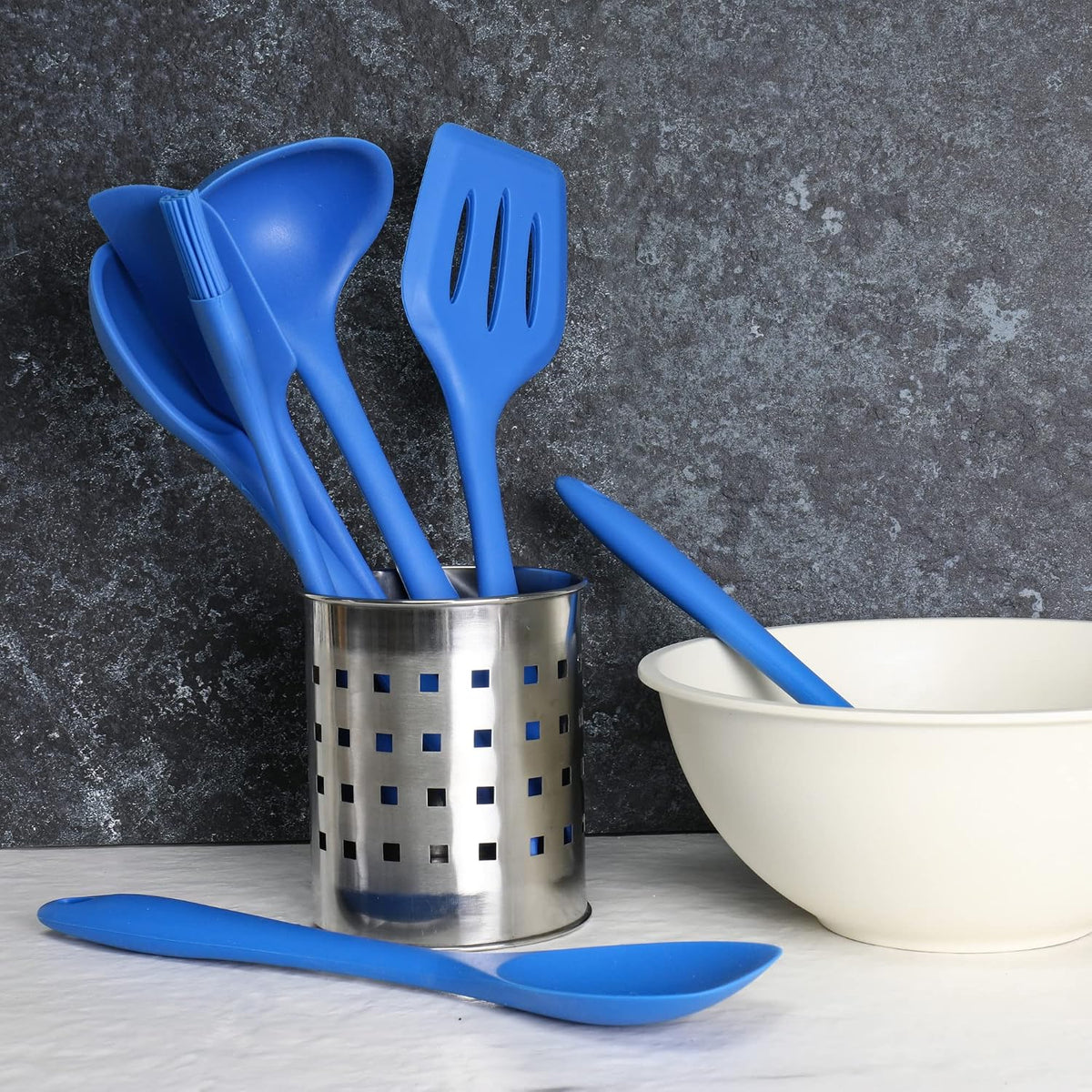 Chef Craft Premium Silicone Cooking Ladle, 11.25 inch, Blue
